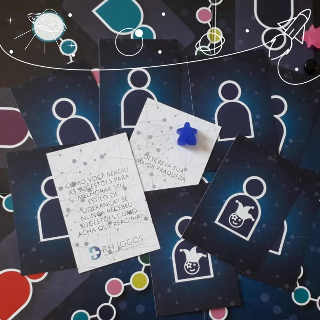 Teia de Competências – jogo corporativo para avaliação comportamental, seleção por competências e desenvolvimento de equipes com cartas, tabuleiro e planilhas de pontuação.