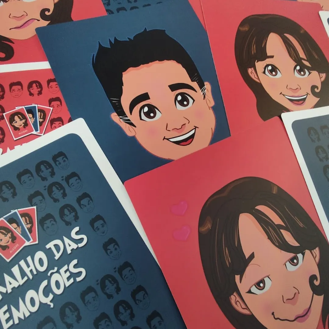 Baralho das Emoções da RHJOGOS para dinâmicas de grupo, desenvolvimento emocional, team building e identificação de sentimentos.