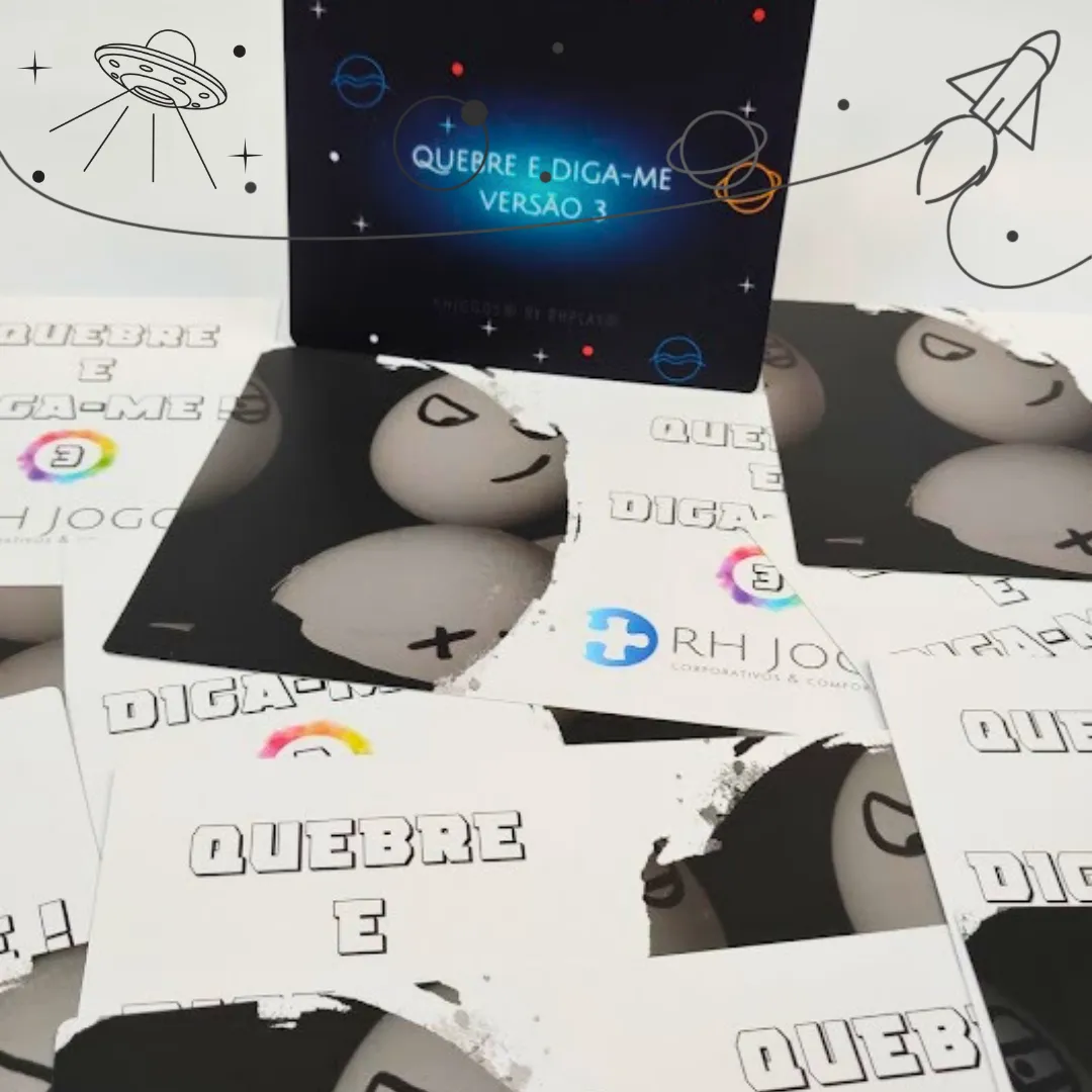 Jogo Quebre e Diga-me da RHJOGOS – cartas impressas de ditados populares para trabalhar, ressignificação, reflexão e quebra de crenças limitantes, excelente quebra gelo para palestras e atividades de autoconhecimento.