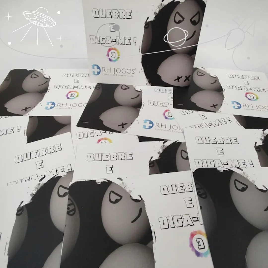 Jogo Quebre e Diga-me da RHJOGOS – cartas impressas de ditados populares para trabalhar, ressignificação, reflexão e quebra de crenças limitantes, excelente quebra gelo para palestras e atividades de autoconhecimento.
