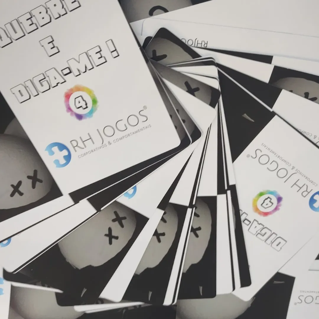Jogo Quebre e Diga-me da RHJOGOS – cartas impressas de ditados populares para trabalhar, ressignificação, reflexão e quebra de crenças limitantes, excelente quebra gelo para palestras e atividades de autoconhecimento.