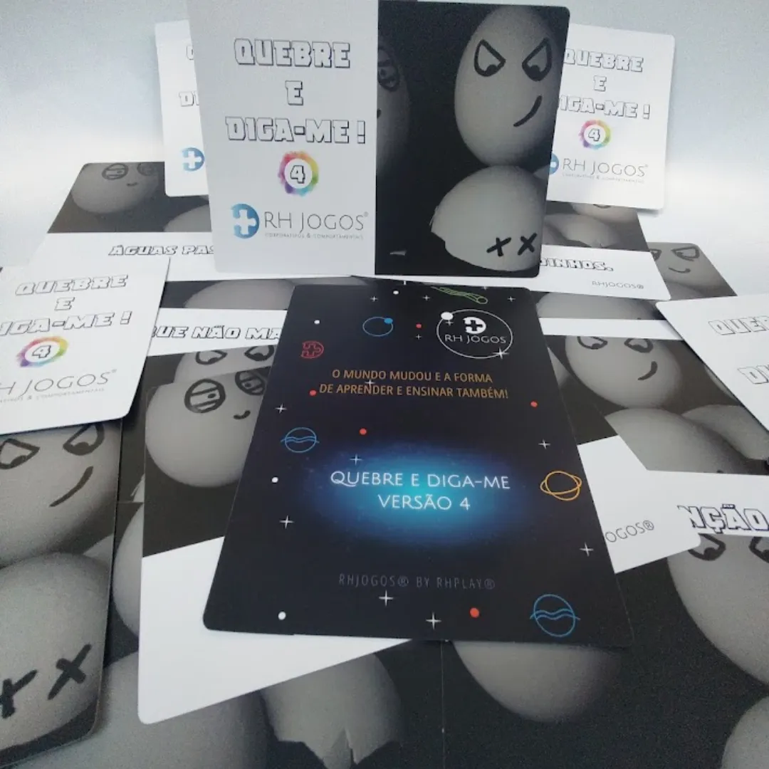 Jogo Quebre e Diga-me da RHJOGOS – cartas impressas de ditados populares para trabalhar, ressignificação, reflexão e quebra de crenças limitantes, excelente quebra gelo para palestras e atividades de autoconhecimento.
