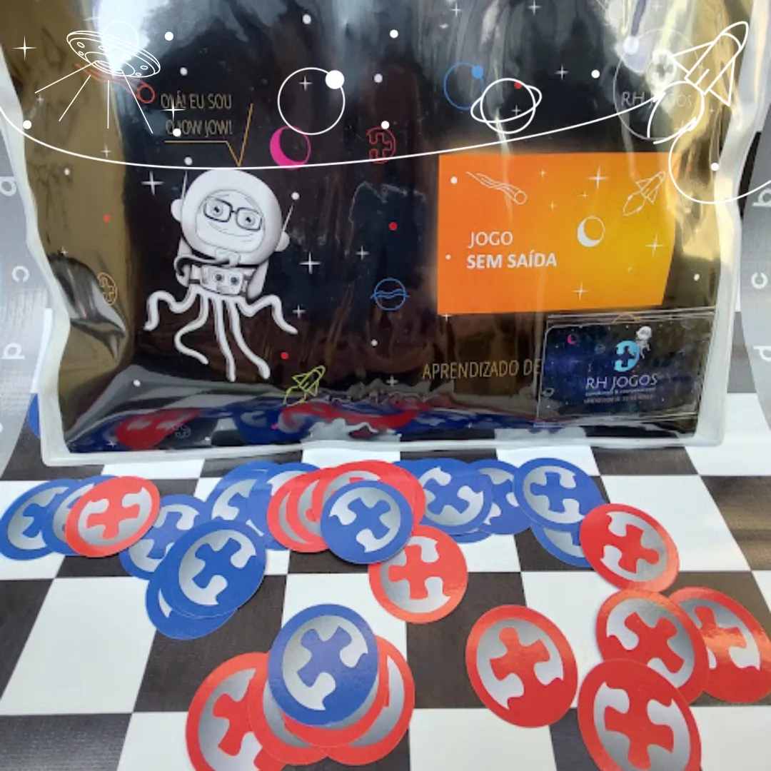 Jogo Sem Saída da RHJOGOS®, ferramenta de team building que desenvolve estratégia, comunicação e tomada de decisão sob pressão.